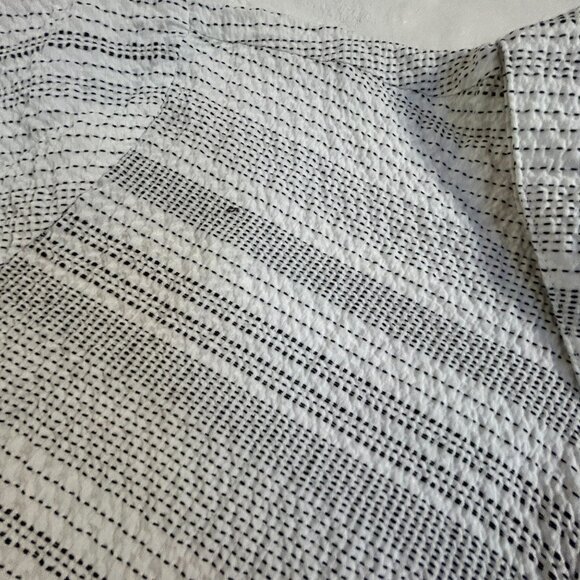 Habitat Womens White Black Striped Textured Button-Up Oversized Shirt Artsy Top - Picture 4 of 9